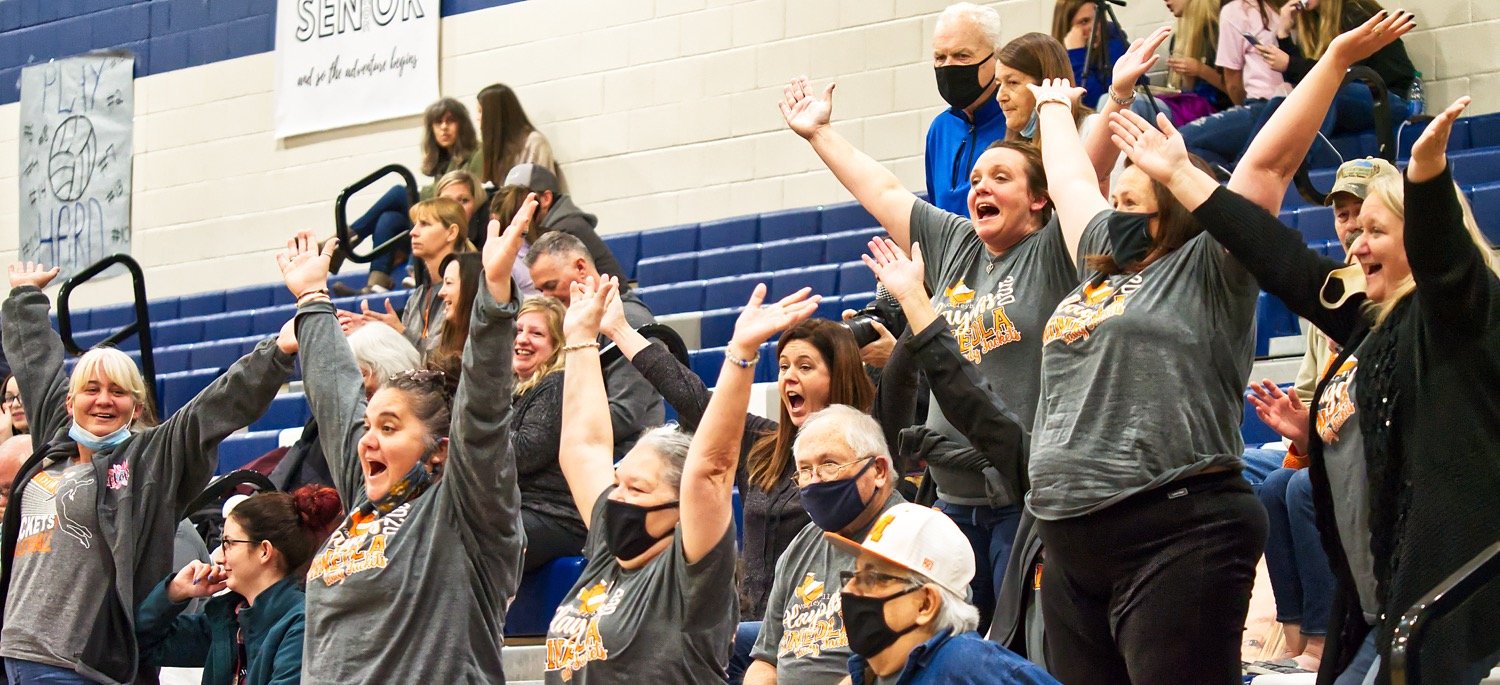 The Mineola faithful enjoy participating in the "YMCA" dance during a timeout.